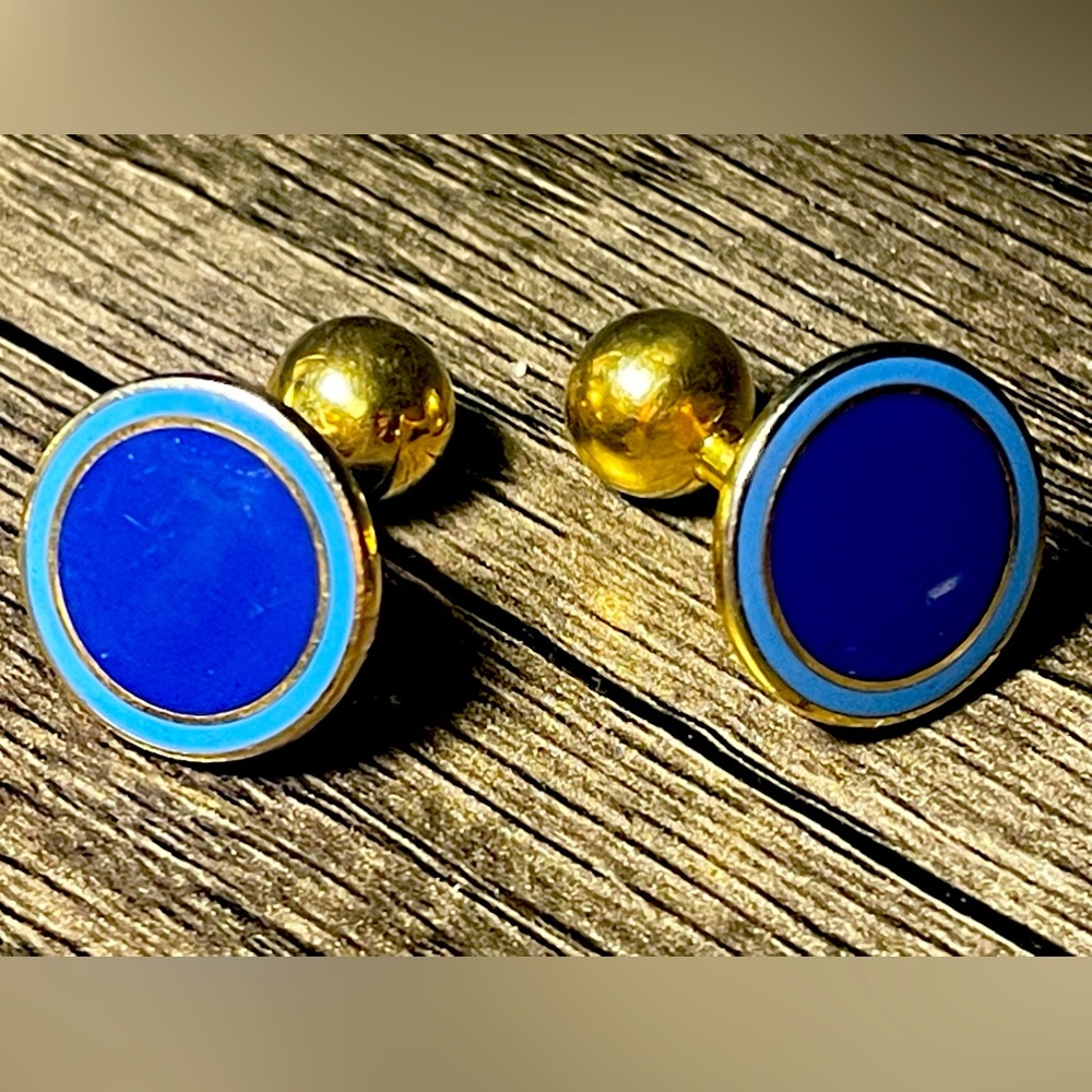 Blue and gold cufflinks